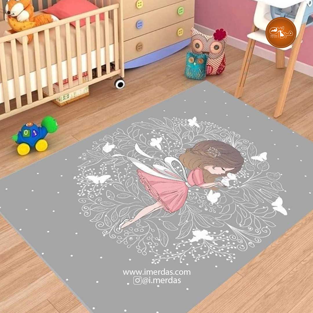 فرش کودک کد 600984 رنگ زمینه تمام رنگ							